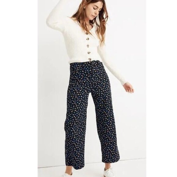 Madewell Emmett 'Playground Posies' Floral Print Wide-leg Crop Pants - Size 28 - Picture 1 of 9
